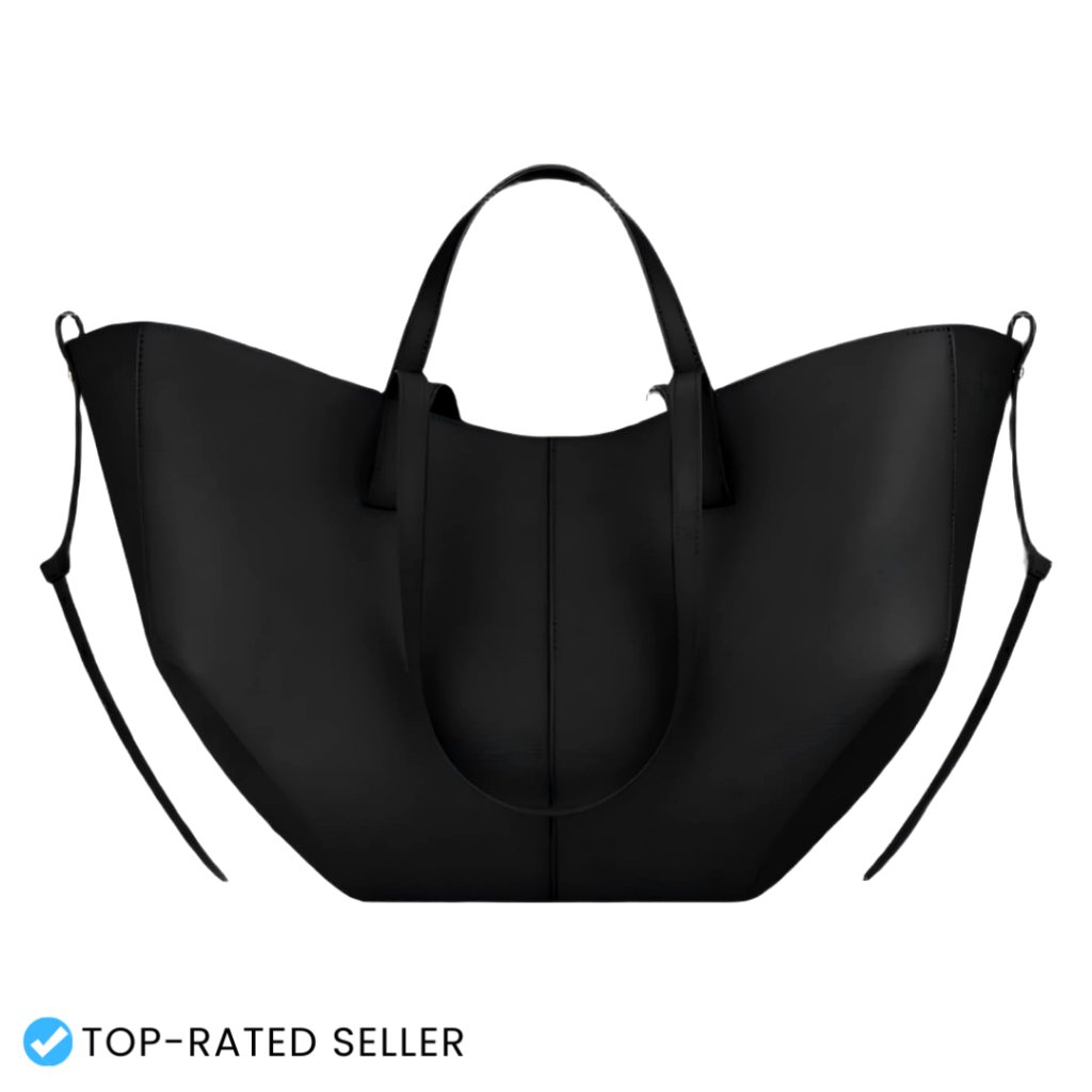 Premium Leather Tote Bag Wing Design Bucket Style Convertible Shoulder Bag